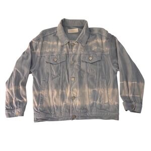 BLANKNYC Womens Oversized Size Smal Denim Jacket Bleach Tie Dye Trucker Style